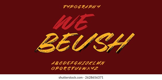 We Beush  modern alphabet,  digital font for dynamic tech logo, powerful headline, advanced typography. Vector typeset