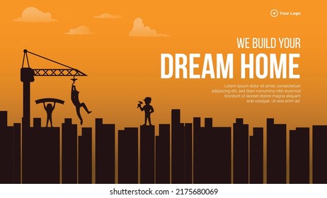 We Build Your Dream Home Landscape Banner Design Template.