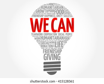 We Can bulb word cloud collage concept