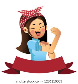 we can do it cute cartoon vector, Women's Day.
