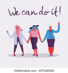 We can do it. Feminine concept and woman empowerment design for banners