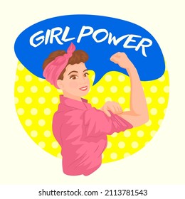 We Can Do It. Iconic woman's fist, symbol of female power and industry. 