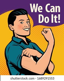 We Can Do It, Poster. Retro Comic Pop Art Vector Illustration