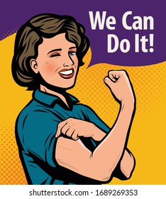 We Can Do It, retro poster. Retro comic pop art vector illustration