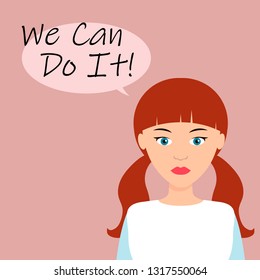 We Can Do It poster. Strong girl. Symbol of female power, woman rights, protest, feminism. Vector 