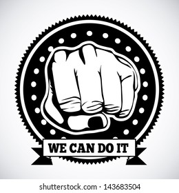 we can do it seal over gray background vector illustration