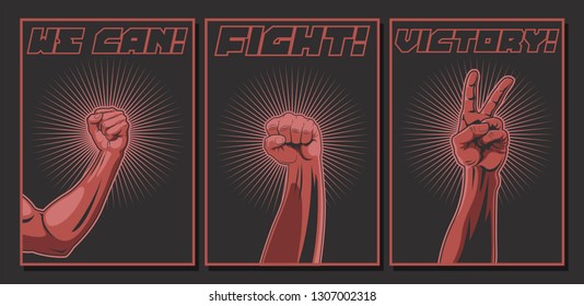 We can, Fight, Victory. Propaganda Poster Series