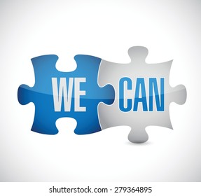 we and can puzzle pieces sign illustration design over white