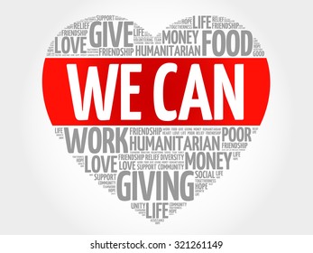 We Can word cloud, heart concept