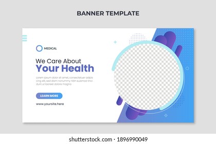 We Care About Your Health Banner. Medical Healthcare Web Banner Template