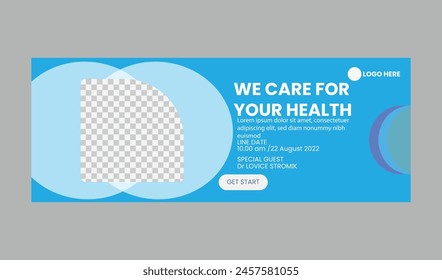We care about your health banner. Medical healthcare web banner template