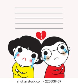 We care too much. That's how we got hurt paper note illustration set