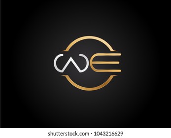 WE circle Shape Letter logo Design in silver gold color
