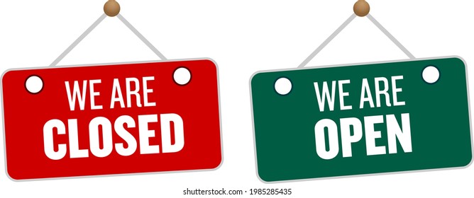 We are Closed and we are open Modern Colors Abstract Vector Designs. Signboards for shops and malls eps 10