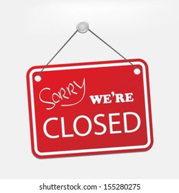 Realistic Red Sign Sorry We Closed Stock Illustration 1623678073