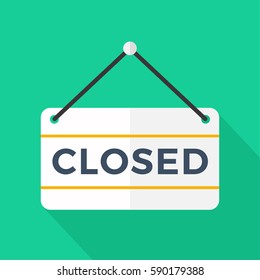 We are Closed Sign with information closed retail store, vector illustration.