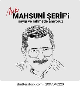 Wir erinnern an den Aşık Mahsuni Sheriff (Türkisch: Aşık Mahsıni Serif'i saygı ve rahmetle anıyoruz) Vektor