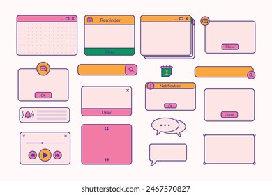 Elaboramos materiales de Ilustración vectorial plana de buena calidad que siempre son visualmente atractivos. En esta serie, te presentamos el Paquete de Ilustración de Notificación de Widget