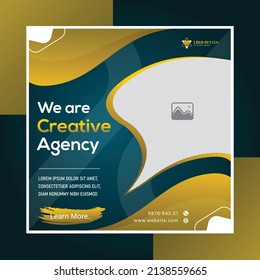 we are creative agency social media post template design promotion Banner. Corporate Business advertising