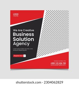 We are creative business solution agency social media post vector template