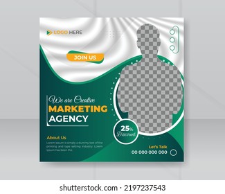 We are creative marketing agency and modern corporate business flyer promotion sale offer square layout social media post or web banner design