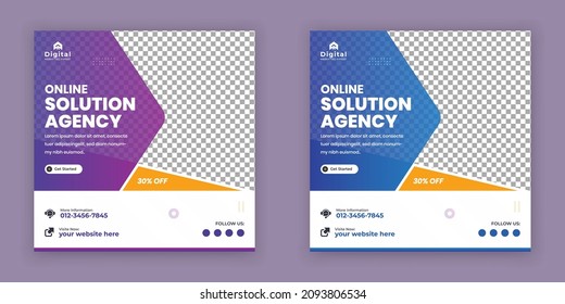 We are creative solution agency and corporate business flyer, square social media post banner template