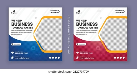 We are creative solution digital business marketing agency expert social media banner and minimalist square flyer poster. promotional vector frame and fully editable vector web banner template