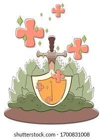 We defeated the coronavirus. Doctors have developed a vaccine against pneumonia, epidemics, pandemics, covid-19. People defend themselves and defeat the virus. Vector flat cartoon illustration.