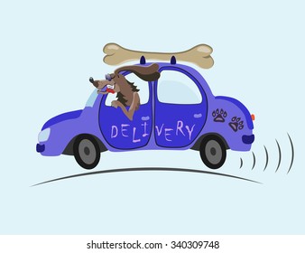 We deliver any goods quickly and in the best possible way
merry dog on blue cars delivered to customers tasty bone

