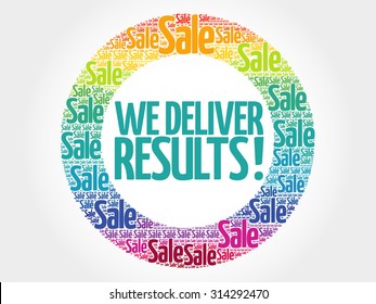 We deliver results ! vector words cloud, business concept background