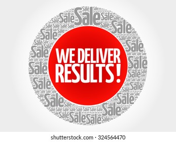 We deliver results ! vector words cloud, business concept background