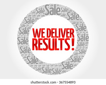 We deliver results ! words cloud, business concept background