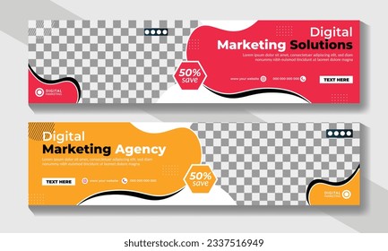 Plantilla de cobertura de la línea de tiempo de la solución de marketing digital