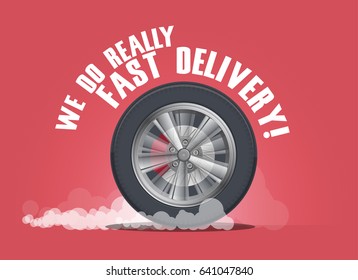 We do really fast delivery. Delivery themed banner. Vector Illustration.