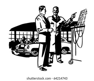 We Do It Scientifically - Auto Mechanics - Retro Clipart