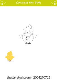 We draw a chicken. Dot to dot. Draw a line. Game for toddler. Learning numbers for kids. Education developing worksheet. Isolated vector illustration. Cartoon style.
