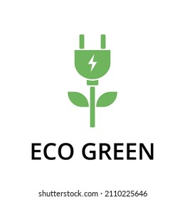 We are for ecology and for live. Green world. Eco green logo icon with green plug. Isolated icon eps 10