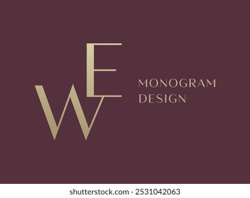 Diseño de icono de logotipo de carta WE o EW. Monograma de las iniciales de lujo de estilo clásico.
