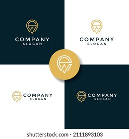Logo de WE EW. la letra W y E se combinan perfectamente en un nuevo logotipo moderno y original