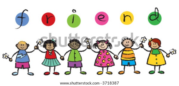 We Friends Vector Cartoon Illustration Multi Stock Vector (Royalty Free ...