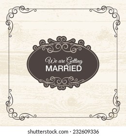 We are getting Married Card with retro vintage styled design and decorative corner