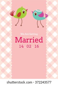 we are getting married cute birdie wedding invitation card
