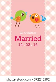 we are getting married cute birdie wedding invitation card