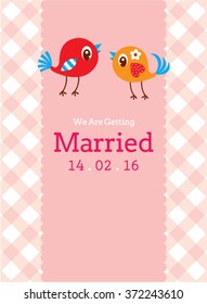 we are getting married cute birdie wedding invitation card