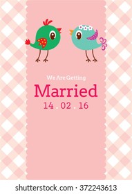 we are getting married cute birdie wedding invitation card