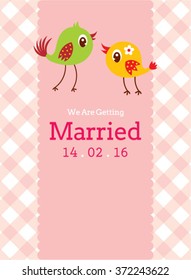 we are getting married cute birdie wedding invitation card