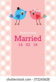 we are getting married cute birdie wedding invitation card
