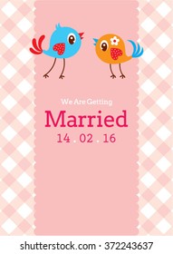 we are getting married cute birdie wedding invitation card