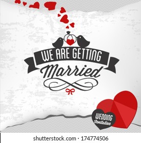 We are Getting Married Greeting Wedding Card Template. Vector Illustration