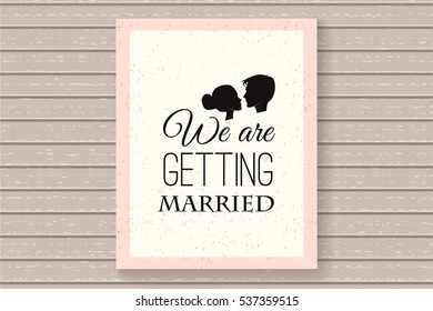 We are getting married. Save the date. Wedding invitation with couple. Vector Illustration Isolated On White Background